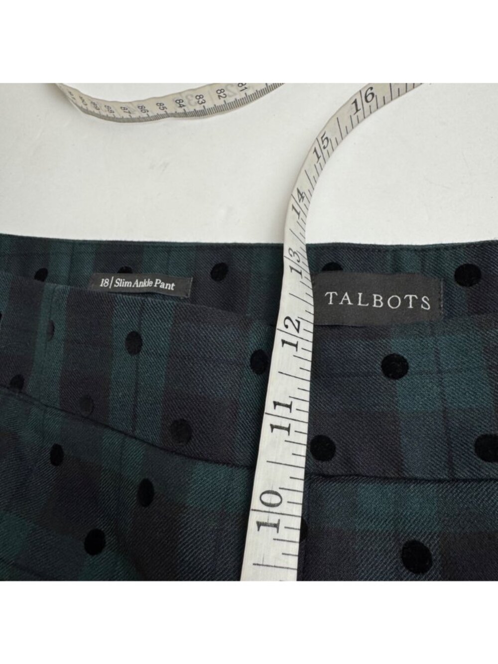 Talbots Slim Ankle Pant Plaid Green Black Wool Blend Sz 18 Preppy Holiday Dressy - Picture 8 of 9
